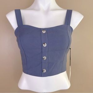 Lost + Wander Blue Sail Away Retro Crop Top Small Boho Preppy Nautical